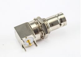 面板安裝前鎖穿墻BNC連接器插孔彎式PCB插孔50Ω