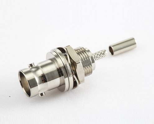 BNC連接器母直式穿墻壓接RG174/RG316其他銅鍍鎳標準50Ω/75Ω